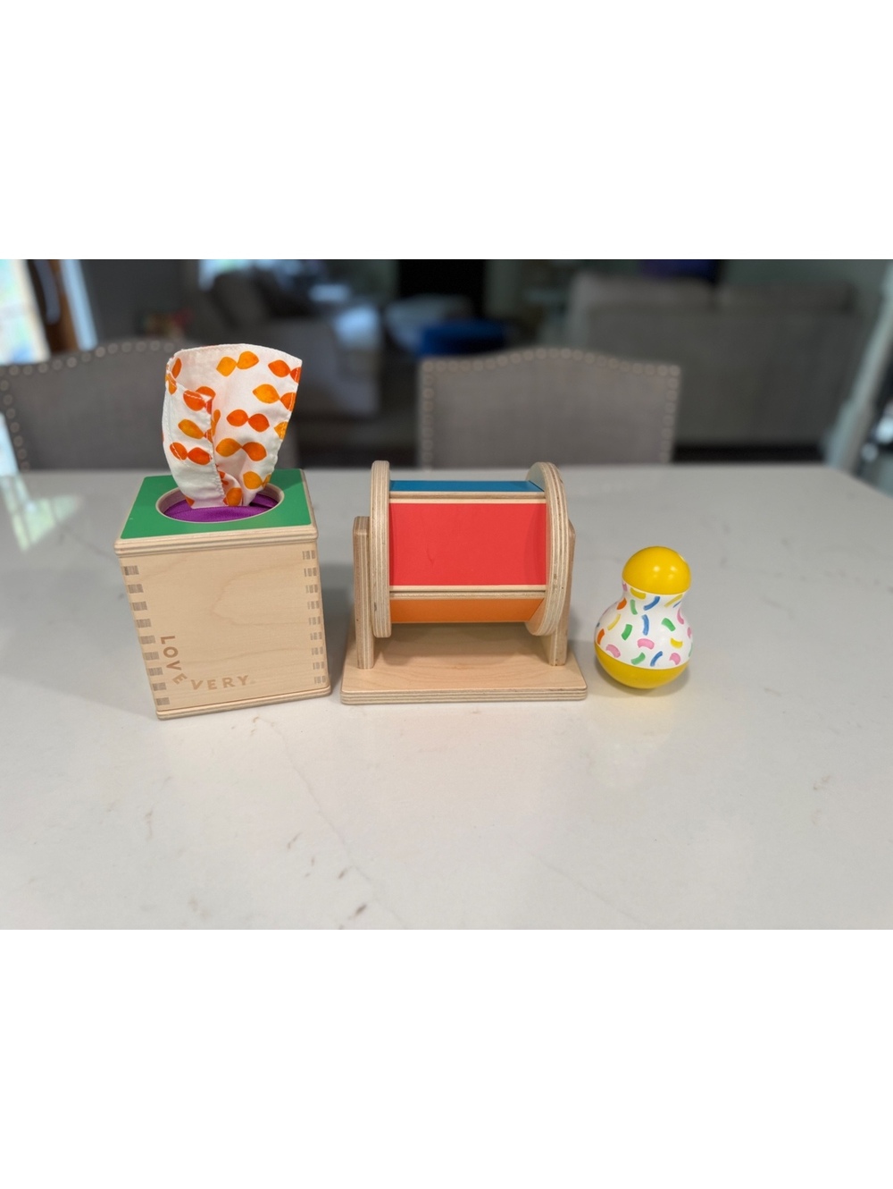 Lovevery Baby Toy Bundle (magic tissue box, spinning rainbow, tummy time wobbler